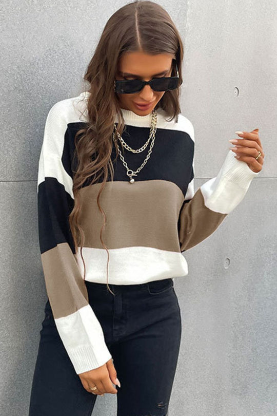 Longing For Fall Color Block Sweater