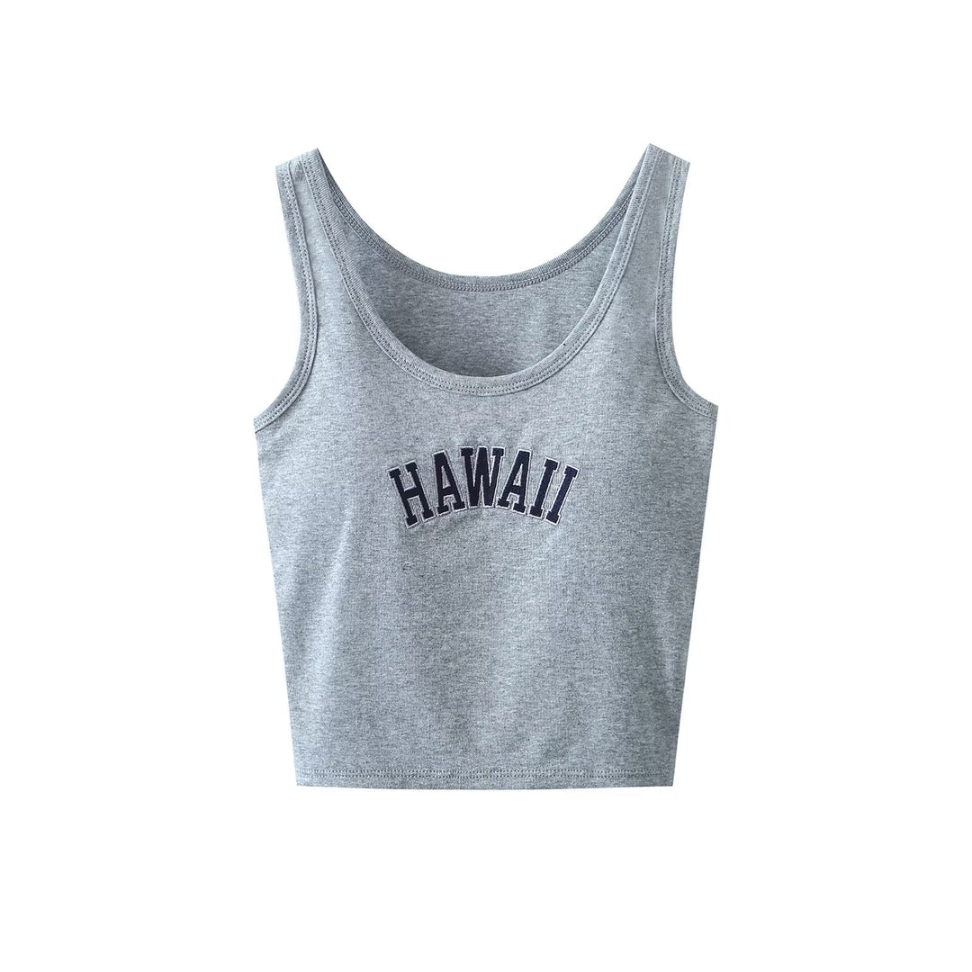 One Piece Chest Pad Letter Graphic Embroidery Short Camisole Sexy Sports Inner Bottoming Top
