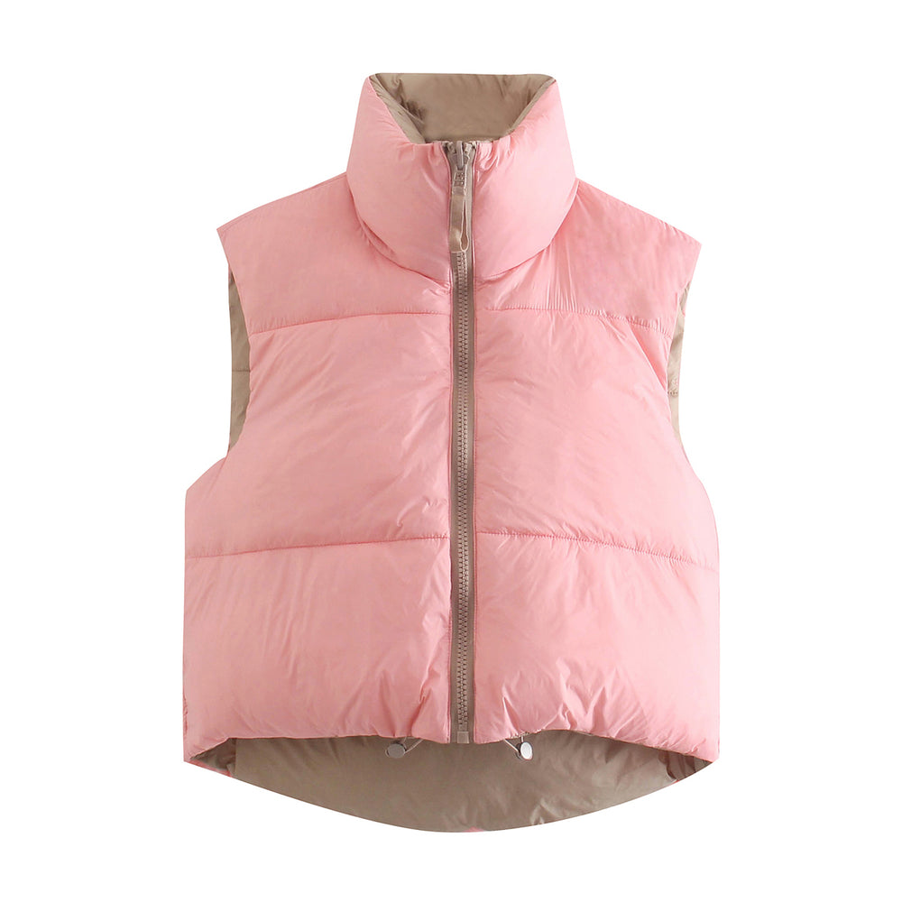 Fall Women Clothing Street Double Sided Cotton Padded Vest