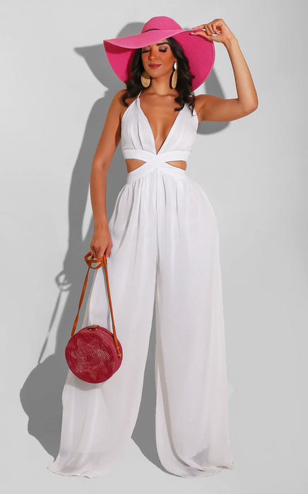 New Solid Color Casual Loose Chiffon Women  Jumpsuit
