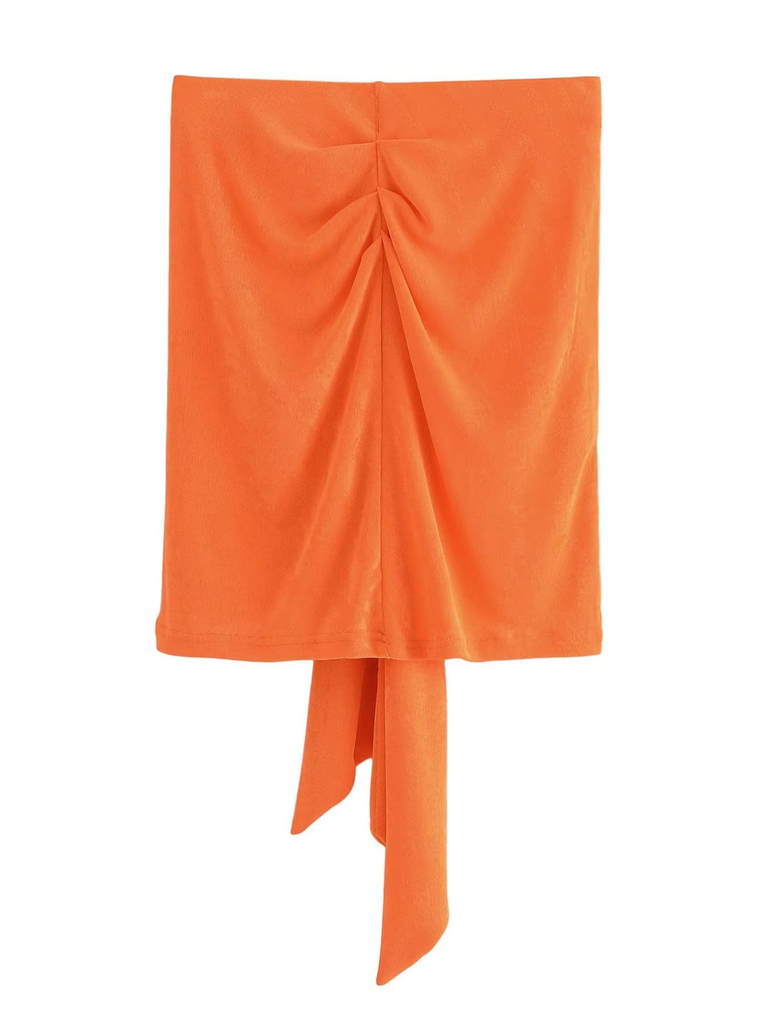 Women Wear Orange Knitted High Waist Bow Tie Mini Skirt Wild Casual