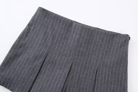 Women Clothing Striped Wide Pleated Younger Short Culotte