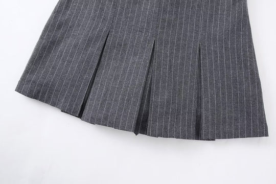 Women Clothing Striped Wide Pleated Younger Short Culotte