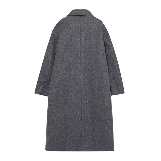 Women Clothing Double Breasted Loose Four Colors Woolen Coat Outerwear