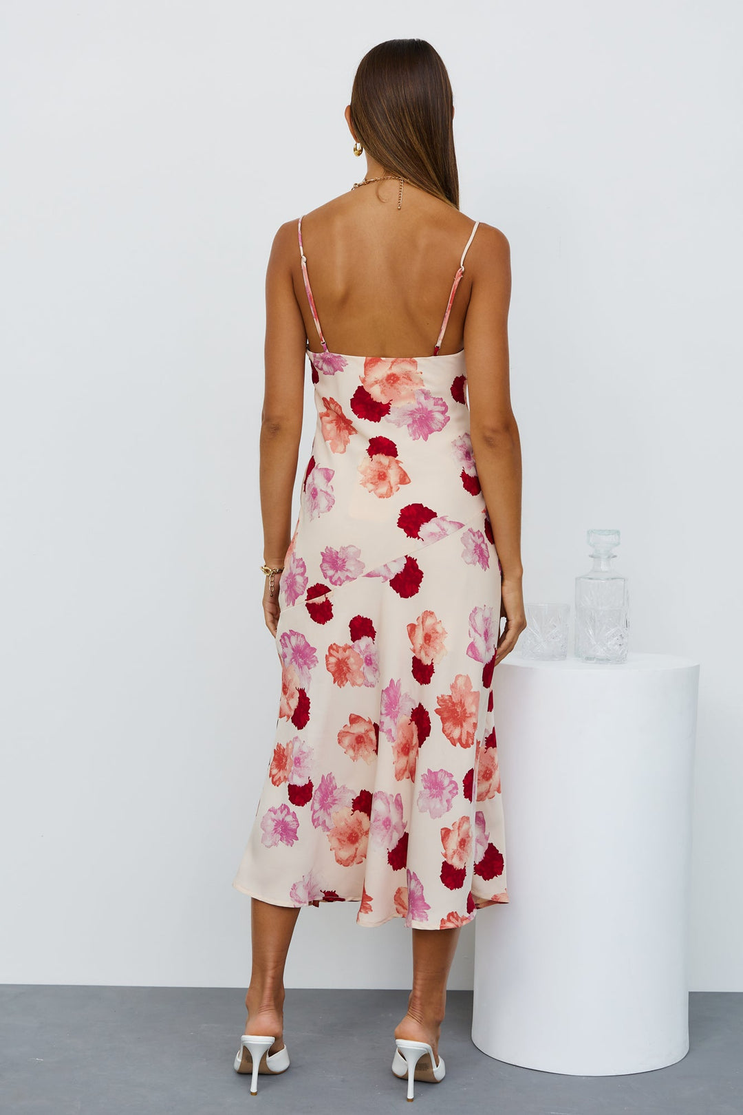 Women Summer French Print V Neck Split Suspender Dress