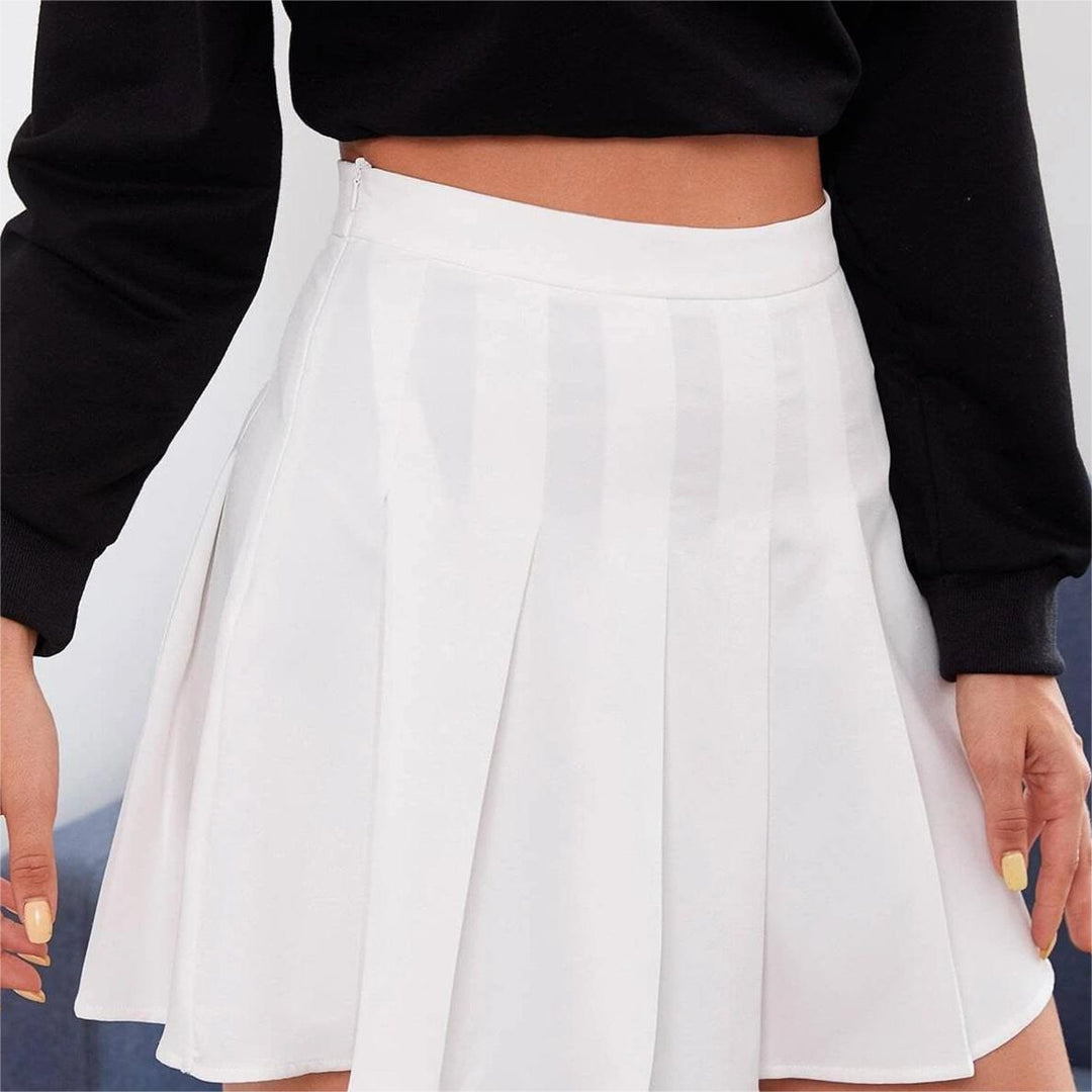 Spring Summer Stand High Waist White Pleated Skirt Inner Wear Base Solid Color Dress Women