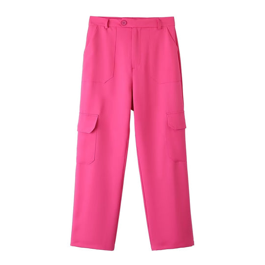 Summer Loose Straight Sweatpants Women Side Pocket Casual Trousers