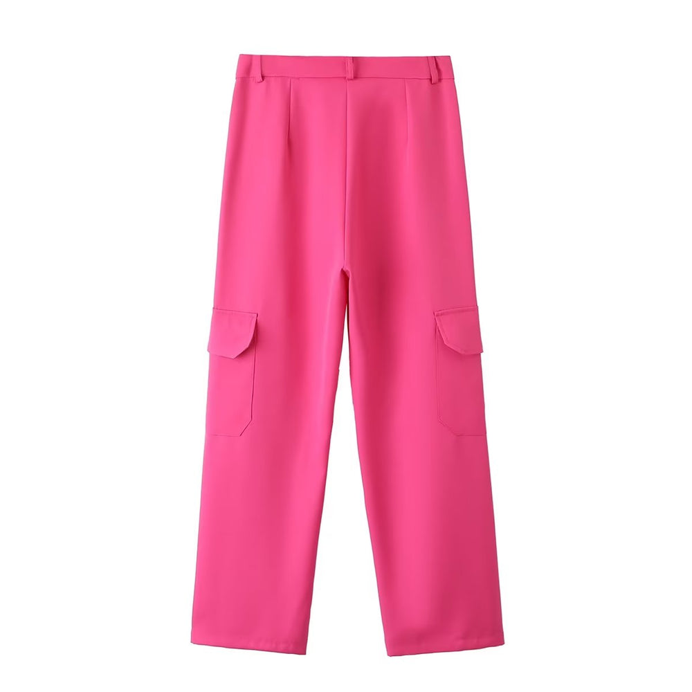 Summer Loose Straight Sweatpants Women Side Pocket Casual Trousers