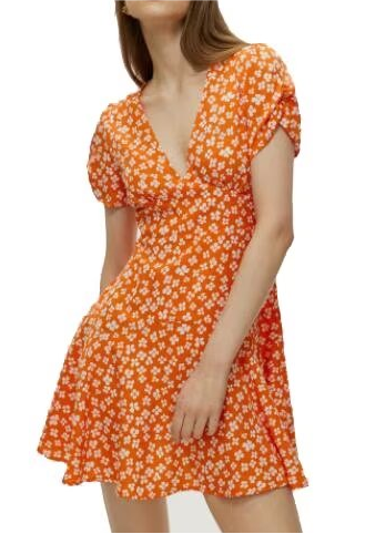 Women Product Short Sleeve V neck Printed Dress