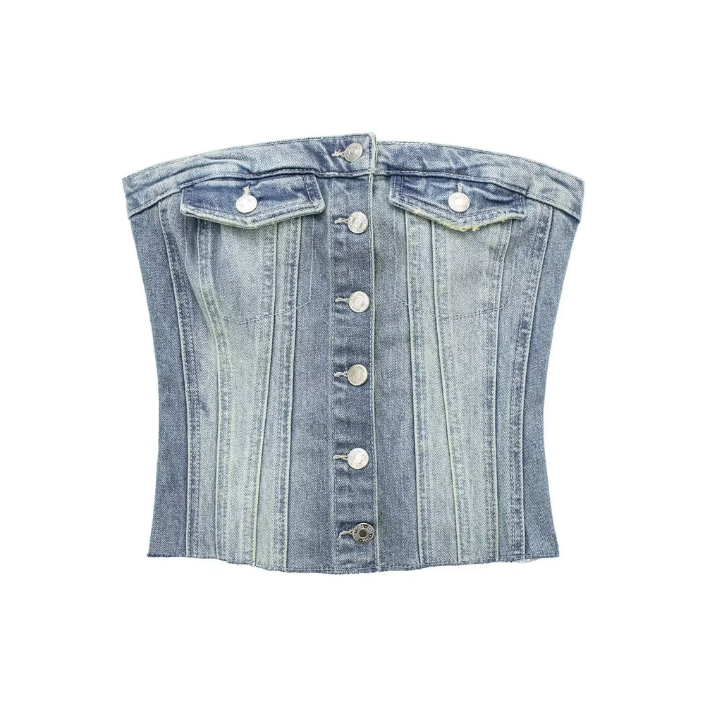 Corset Denim Tube Top Sexy Inner Wear Early Spring Breasted Design Women Clothing