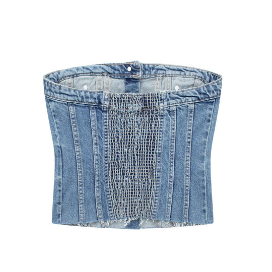 Corset Denim Tube Top Sexy Inner Wear Early Spring Breasted Design Women Clothing