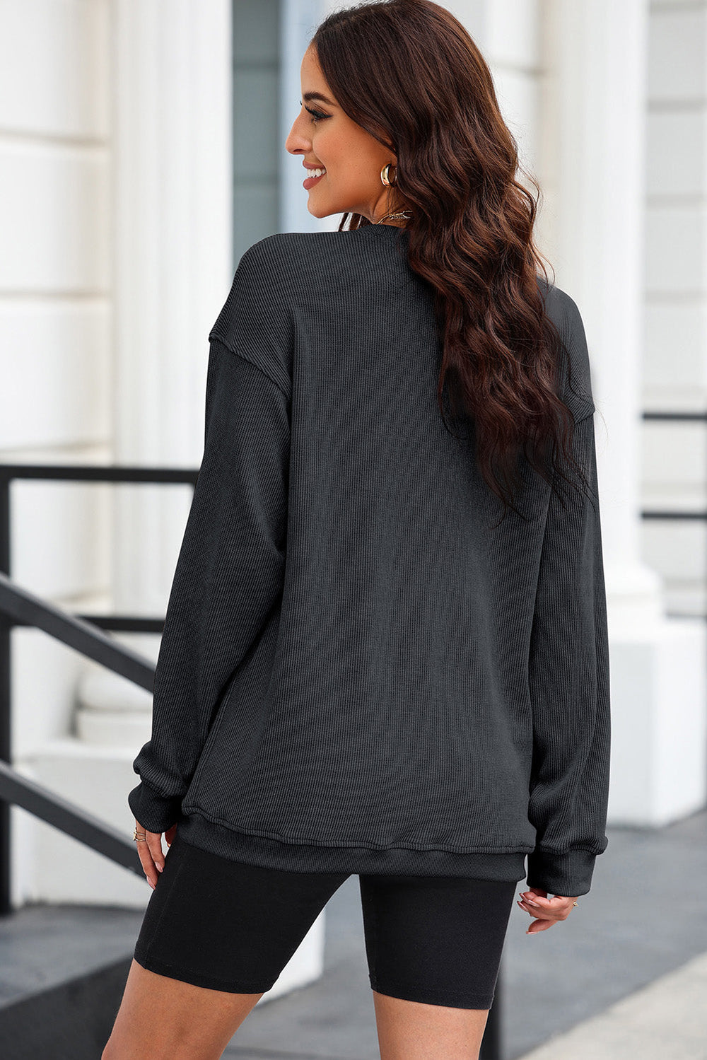 Black MERRY AND BRIGHT Embroidered Corded Graphic Sweatshirt