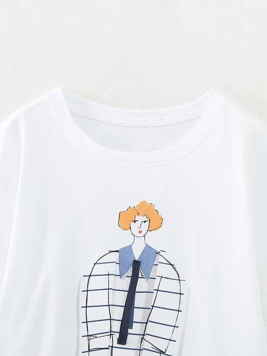 Women  Clothing Spring Girl Printed T shirt