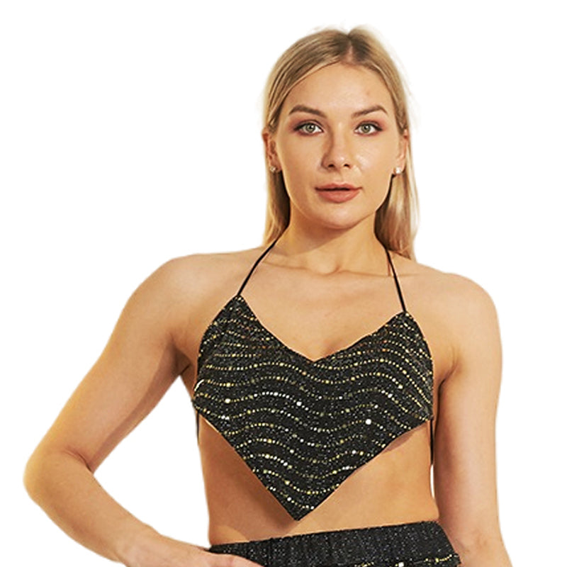 Gradient Sequin Sexy Vest Non Specification Tube Top Lace Up Love Wrapped Chest Sexy Performance