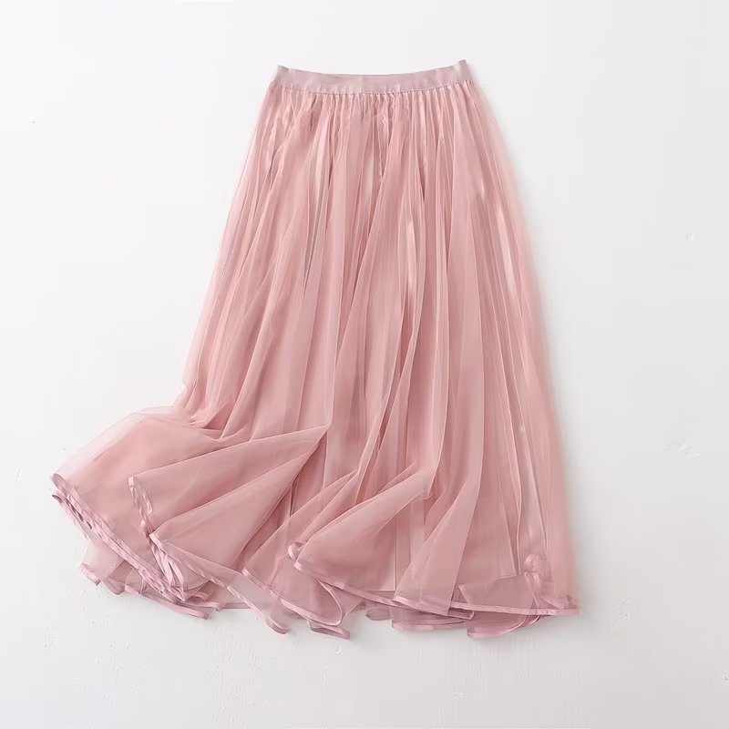 Wear On Both Sides Skirt Women Clothing Summer Casual Elegant Elastic Waist Pleated