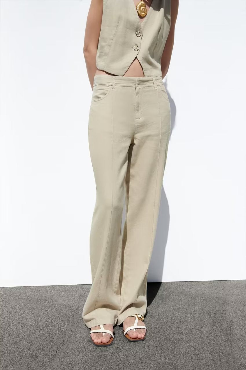 Spring Women Casual Linen Blend Short Vest Pants Blazer Suit  Set