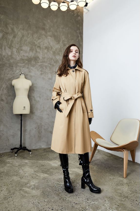 Element Single Breasted Khaki Trench Coat for Women Spring Autumn Casual Elegant British Trench Coat for Women