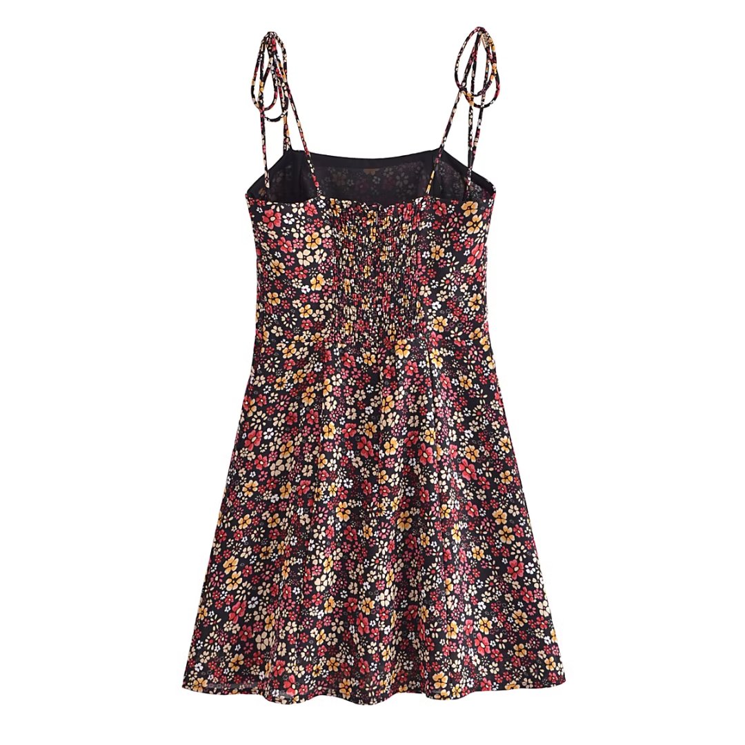 Floral Dress Summer Waist Controlled Slim Fit Slimming Small Holiday Short Dress Cami Dress