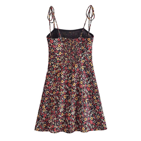 Floral Dress Summer Waist Controlled Slim Fit Slimming Small Holiday Short Dress Cami Dress