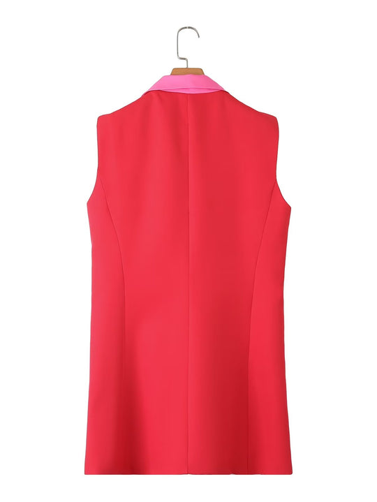 Women Mid Length Spring Autumn Thin Slim Fitting Sleeveless Waistcoat Vest