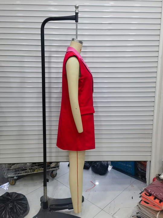 Women Mid Length Spring Autumn Thin Slim Fitting Sleeveless Waistcoat Vest