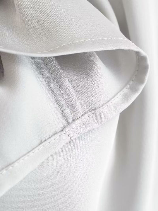 Summer Silk Satin Short Sleeve Shirt Silk Satin Skirt Set