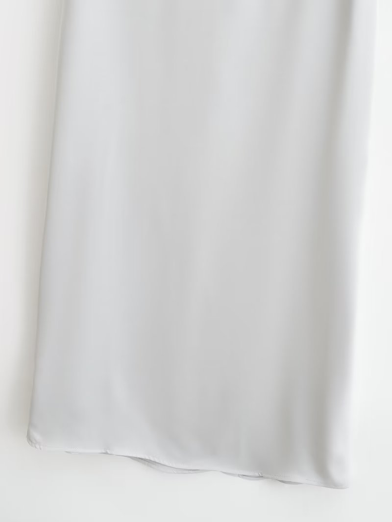 Summer Silk Satin Short Sleeve Shirt Silk Satin Skirt Set
