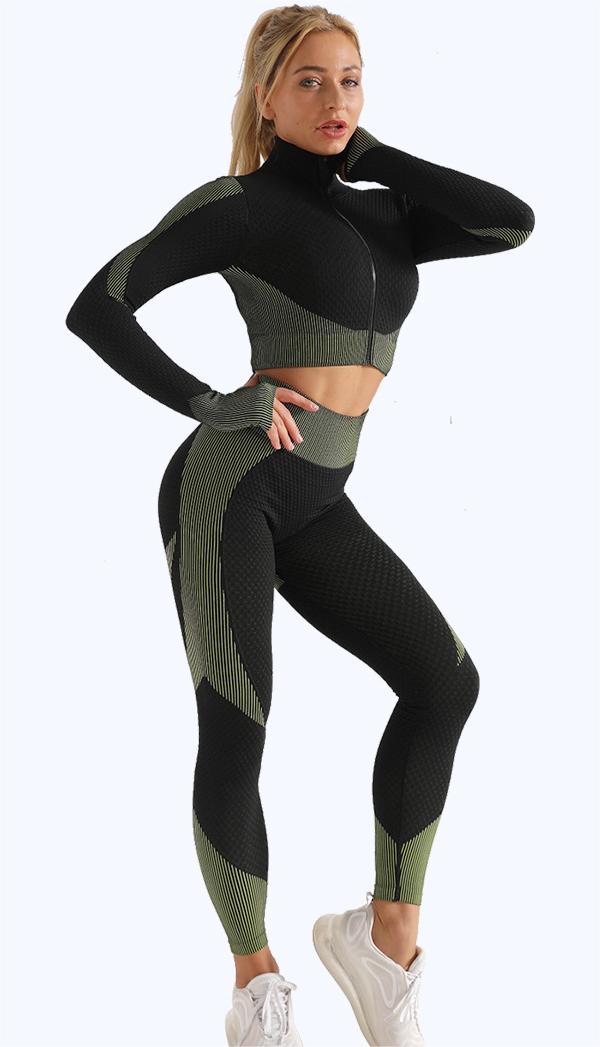 Seamless Yoga Clothes Long-Sleeve Suit Workout Clothes Yoga Jacket Sports Yoga Pants Women Fitness Trousers
