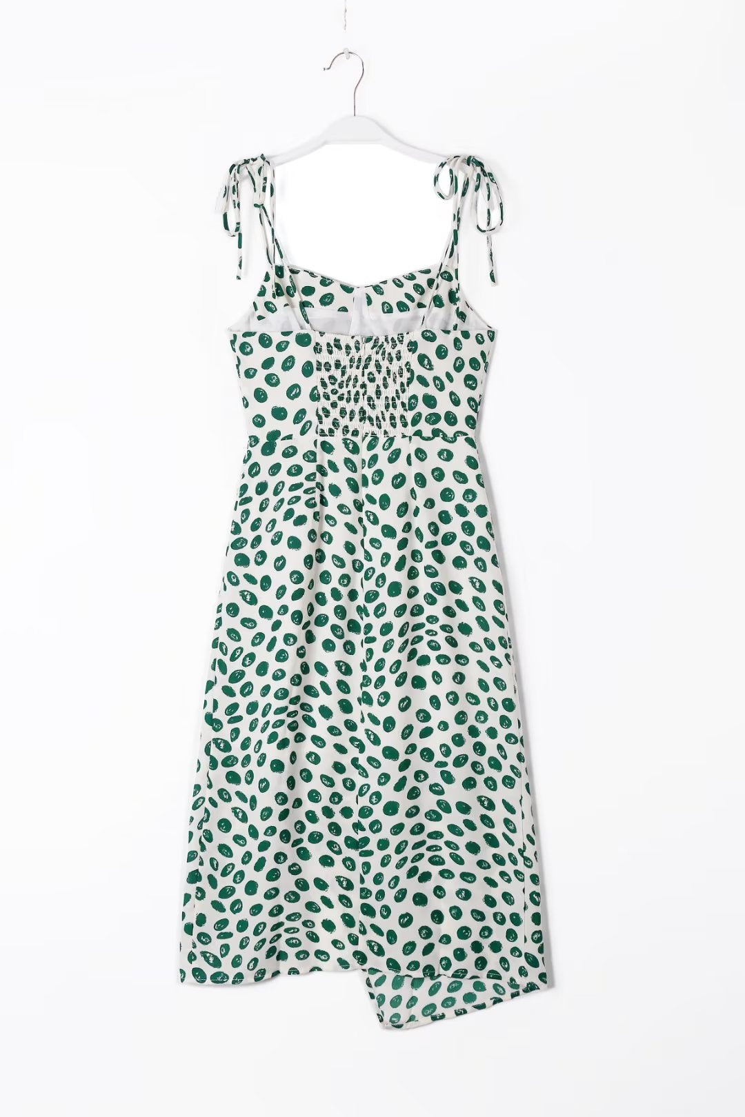 Design Pleated Irregular Asymmetric Slit Cami Dress Summer Waist Slimming Midi Dress