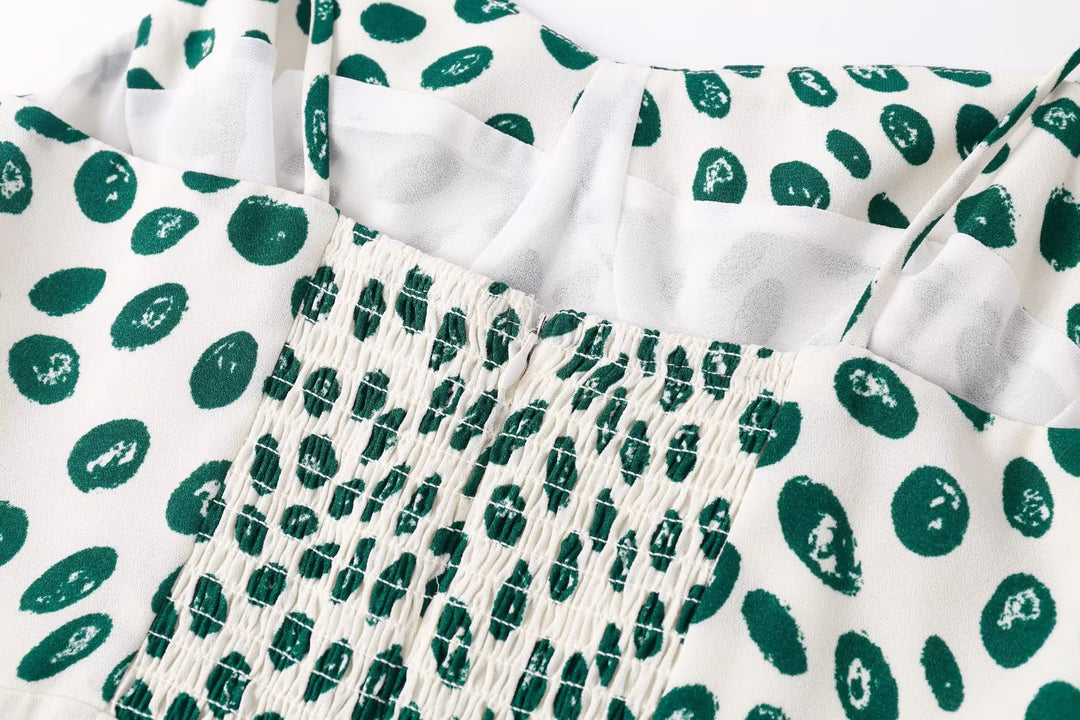 Design Pleated Irregular Asymmetric Slit Cami Dress Summer Waist Slimming Midi Dress