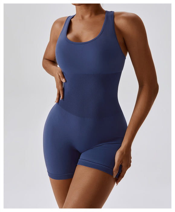 High Elastic One-Piece Beauty Back Yoga Clothes Belly Contracting Close-Fitting One Piece Seamless Yoga Jumpsuit Women