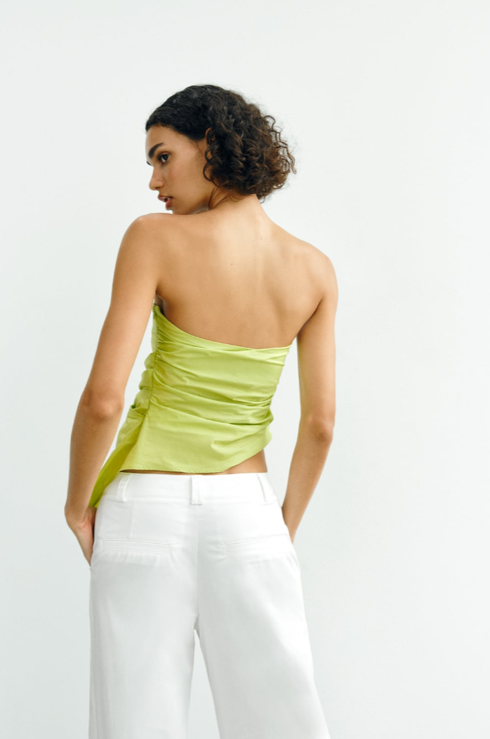 Summer Women Sexy Vest Pleated Slim Asymmetric Design Tube Top