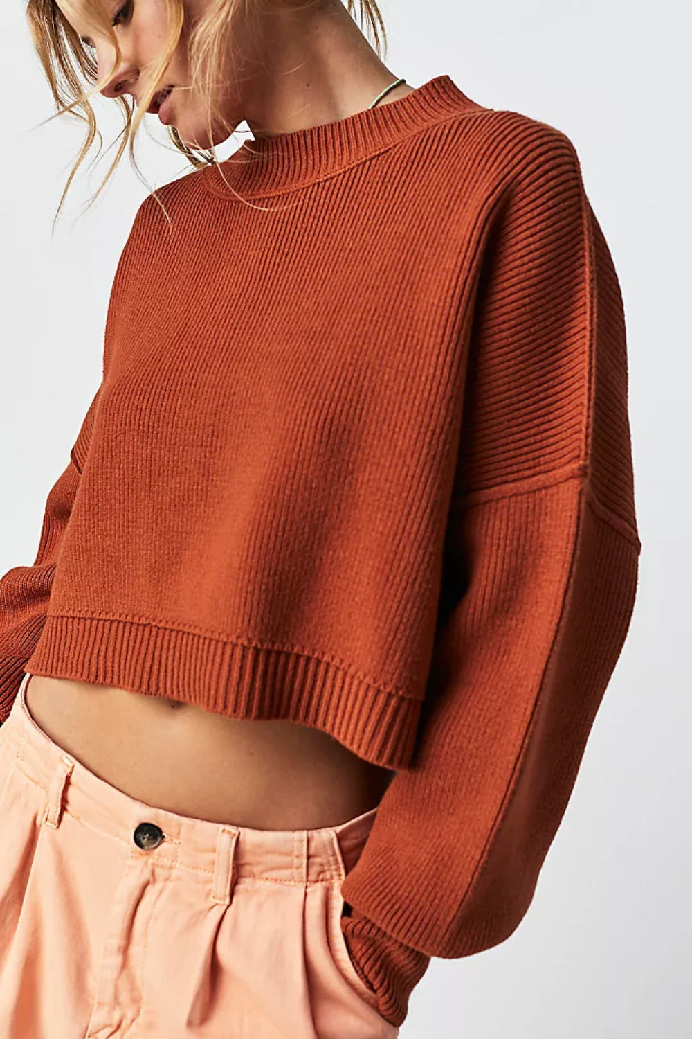 Autumn Winter Women Clothes Round Neck Knitwear Solid Color Loose Pullover