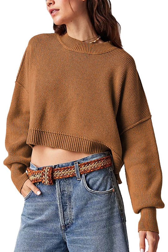 Autumn Winter Women Clothes Round Neck Knitwear Solid Color Loose Pullover