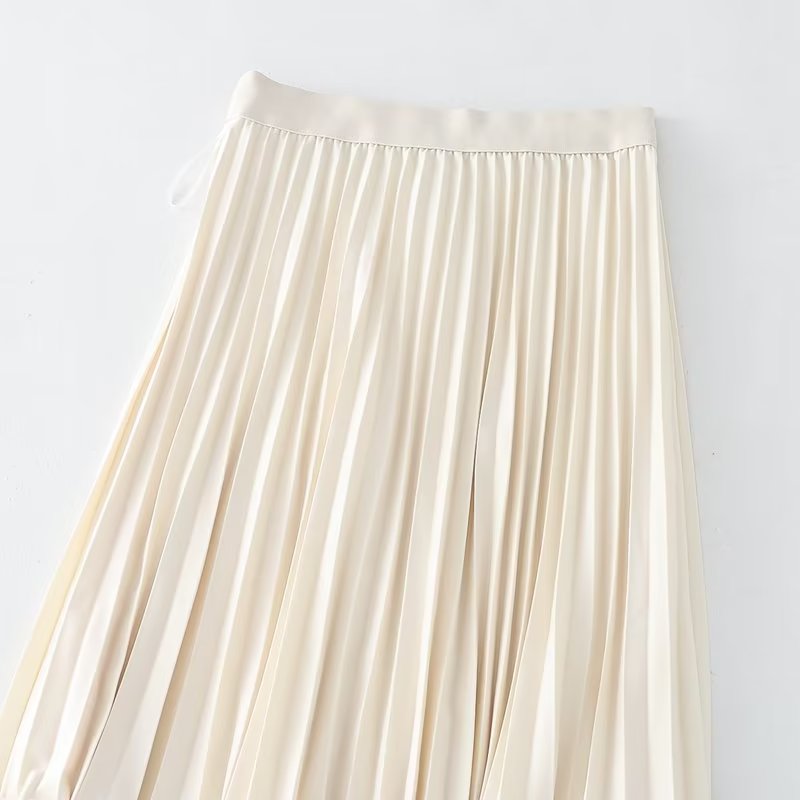 Fall Reversible Pleated Pleated Skirt Women High Waist Slimming Gauze Skirt Mid Length
