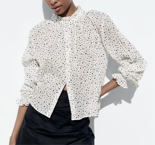 Shirt Spring Summer Top Polka Dotted Western Lace Bottoming Shirt