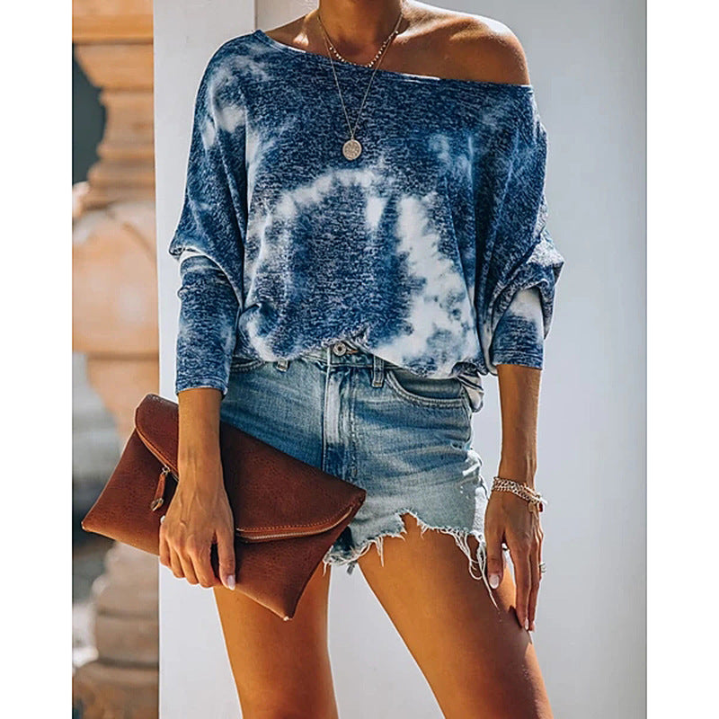 Women Fashion Printed Round Neck Long Sleeved Casual Set