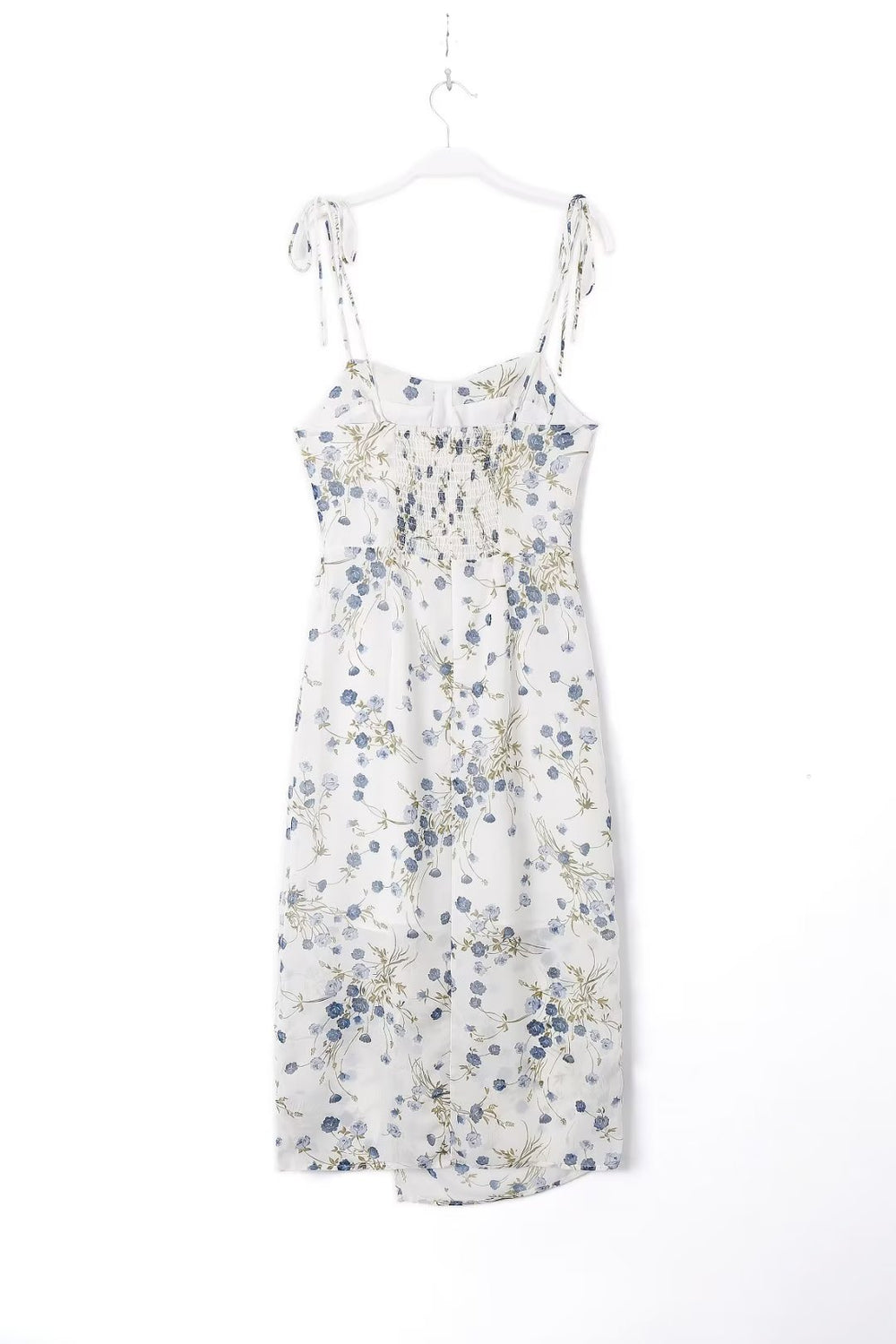 Summer Casual Vacation Floral Printing on White Background Sleeveless Split Dress Sexy Dress