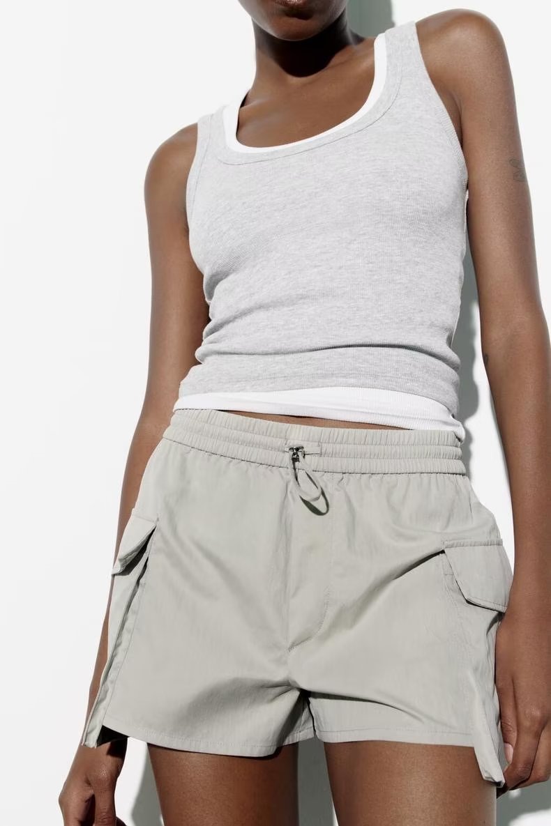 Summer Women Clothing Nylon Blended Stretch Waist Casual Shorts