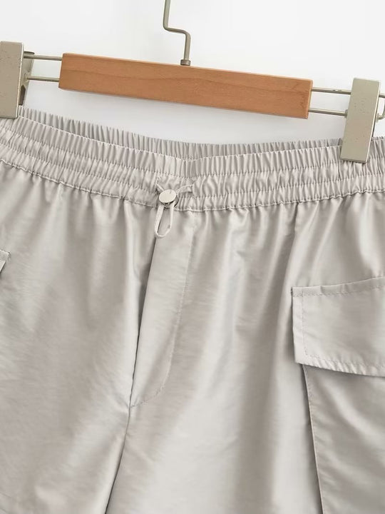 Summer Women Clothing Nylon Blended Stretch Waist Casual Shorts