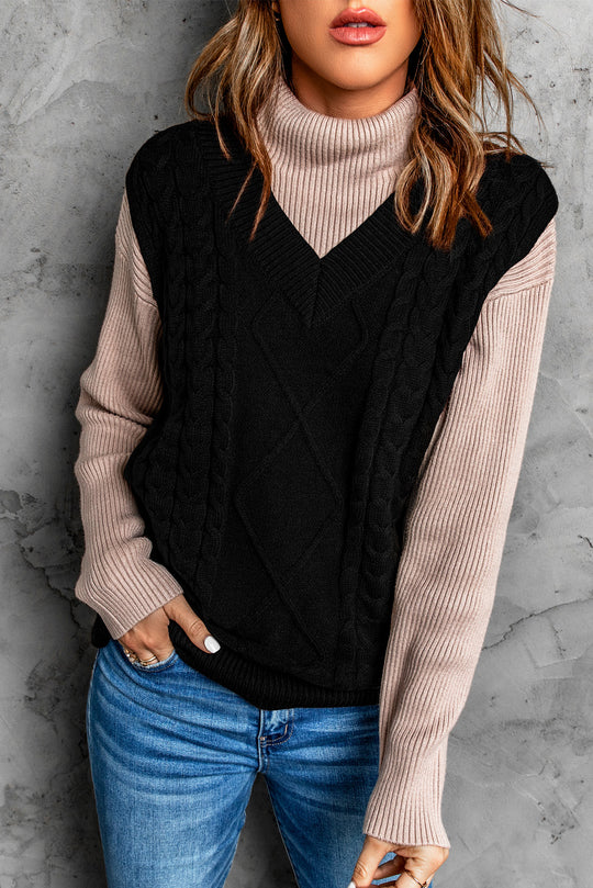 Knitted Vest Women Autumn Winter Knitted Wool Pattern Pullover Sweater