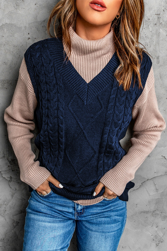 Knitted Vest Women Autumn Winter Knitted Wool Pattern Pullover Sweater