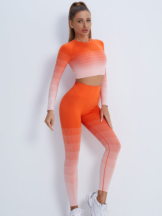 Gradient Sports Long Sleeve Trousers Suit Fitness Running Yoga Long Sleeve Tights