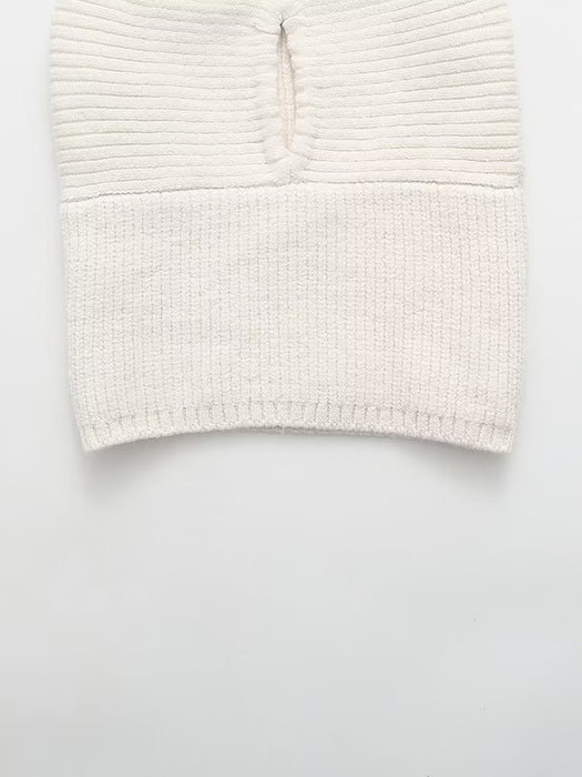 Women  Clothing French  One Word Wrapped Chest Knitted Tube Top
