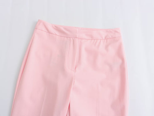 Pink Blazer Straight Casual Trousers Spring Blouse Pants Sets