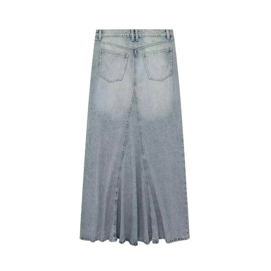 Early Autumn High Waist Front Slit Sheath Fishtail Denim Skirt for Women
