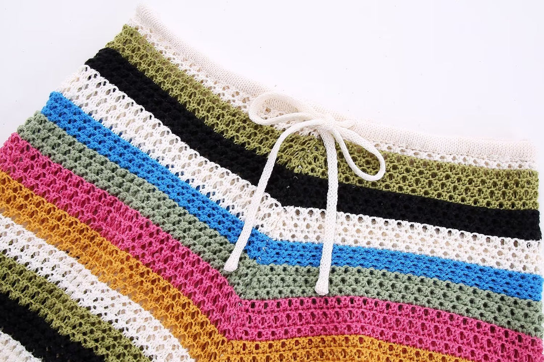Women  Striped Crochet Top Vest
