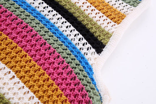 Women  Striped Crochet Top Vest
