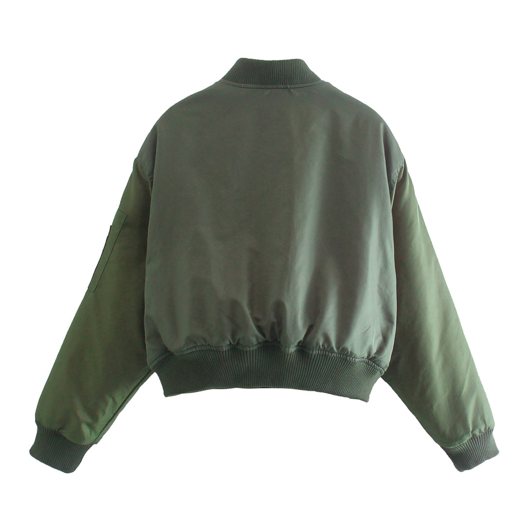 Series Spring Loose Snap Button Large Pocket Army Green Flying Thickened Cotton Padded Coat