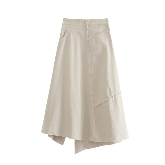 Autumn Women Asymmetric Frayed Tights Skirt Set
